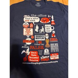 The Office NBC Studios Navy Blue Graphic Quote T-Shirt Mens Large NWT 8888100063